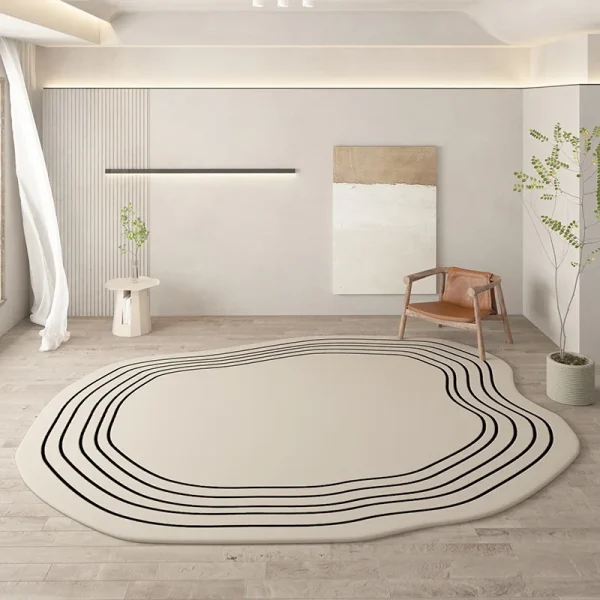 Nordic Style Living Room Decoration Plush Carpet Minimalist Rugs for Bedroom Irregular Stripe Floor Mat Home Thickened Study Rug