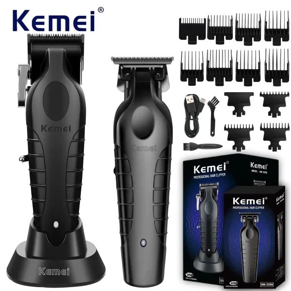 Kemei Hair Clipper Professional Hair Trimmer Barber Haircuts Machine High Power Hair Clipper with Charging Base KM-2296 KM-2299