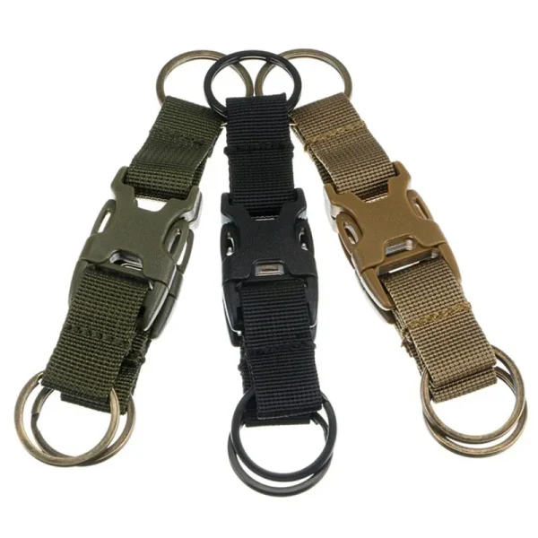Tactical Molle Clip Buckle Nylon Belt Key Ring Keychain Holder Carabiners Hanger Buckle Hook for Outdoor Sport Hiking Climbing