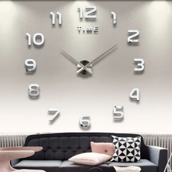 2024 Modern Design Large Wall Clock 3D DIY Quartz Clocks Fashion Watches Acrylic Mirror Stickers Living Room Home Decor Horloge