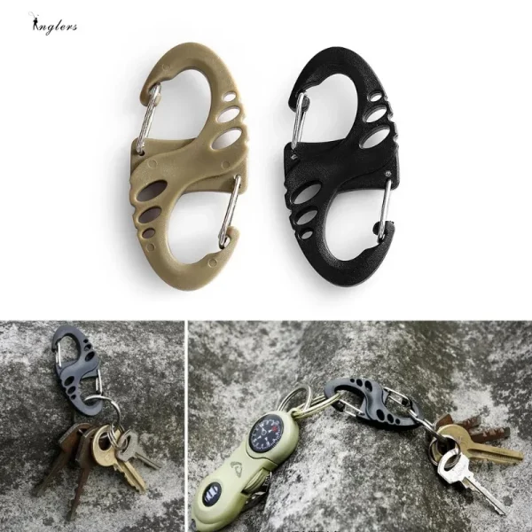 1PC Portable Mini S-Type Carabiner Climbing Safety Hook Dual Buckle Plastic Steel Sport Outdoor Multifunction Accessories