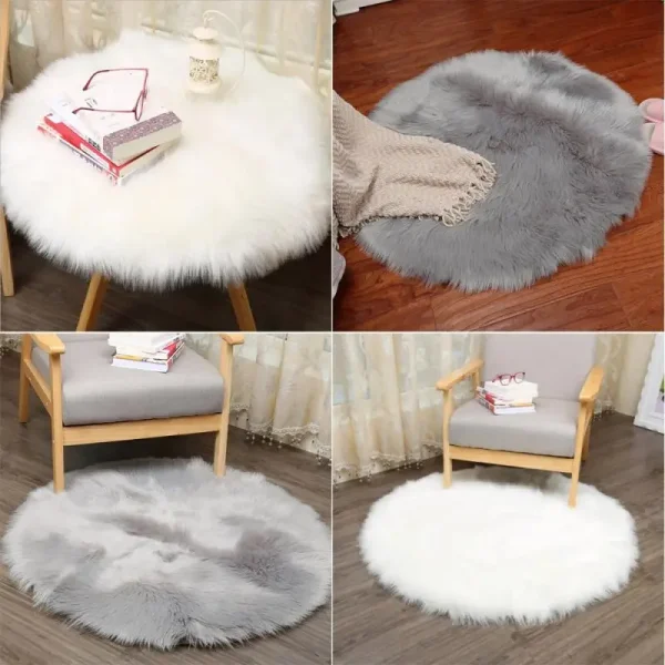 Plush Carpets Faux Fur Wool Soft Round Modern Fluffy Home Decor For Living Room Floor Mat Sheepskin Carpet Area Rugs