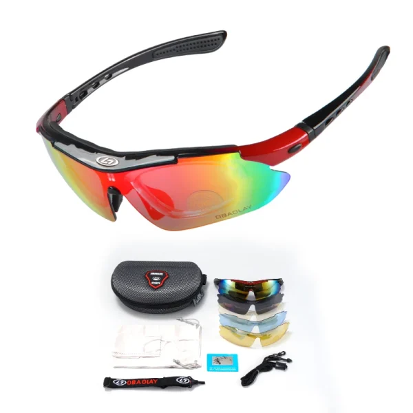 Latest Cycling Sports Glasses 5 Pcs Replaceable HD Lenses Running Fishing Golf Camping Outdoor Polarized bicycle Goggle UV400