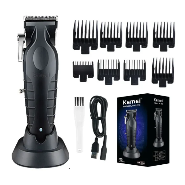 KM2296 Kemei Original Professional Rechargeable Hair Trimmer Adjustable Hair Clipper USB Carving Barber Salon
